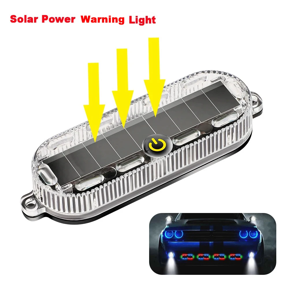 Solar Power LED Warning Light for Car Motorcycle Vehicle Bicycle Tail Light Anti-rear Strobe Flashing Strobe Warning Light