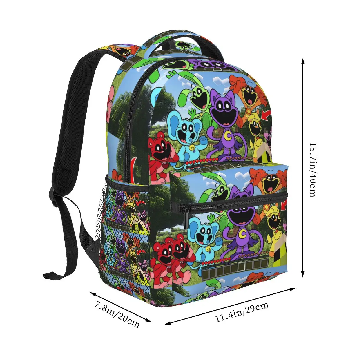 Smiling Critters Cartoon Game Backpacks Boys Girls Bookbag Students School Bags Laptop Rucksack Shoulder Bag Large Capacity