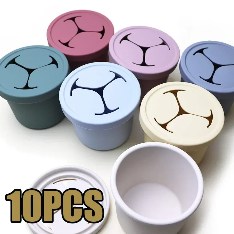 10PCS Silicone Snack Cup Food Grade Baby Supplement Cup Fruit Plate Snack Tray Children Leak-proof Training Snack Meal Cups