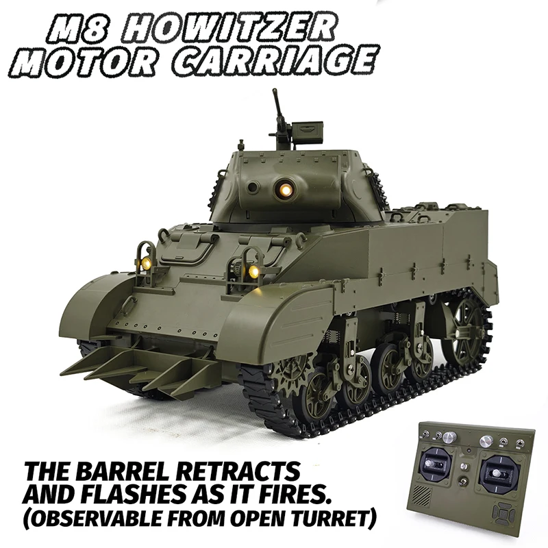 

1/16 RC Tank M8 Self-propelled Motor Tanks 2.4G Full Scale Smoke Remote Control Electric Tank Military Model Toy G2079