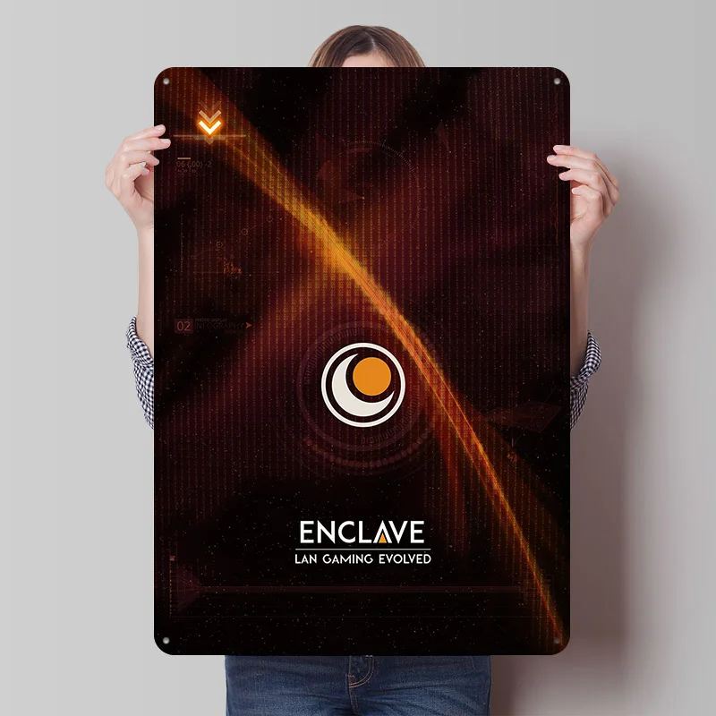 Enclave LAN Gaming Logo Tinplate Poster Customized Wall Art Vintage Metal Signs Retro Tin Plaque for Room Decorating Interior