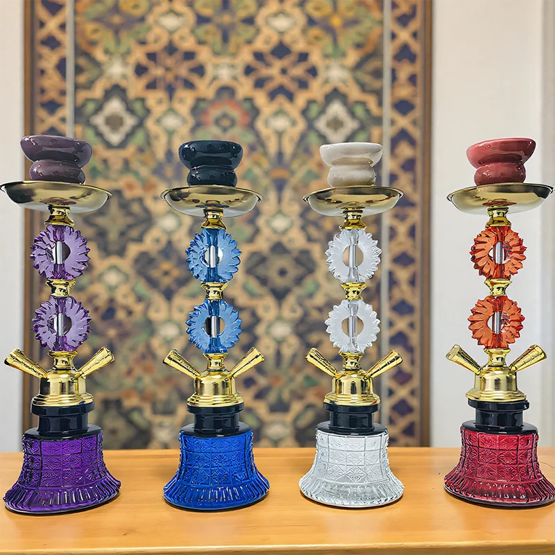 

Синий Фиолетовый Красный Белый, 13,8 дюйма \ 35 см Маленький, Двойной Шланг 2, Бар Кальяна Полный Набор Роскошная Курительная Трубка Набор Кальяна, Стеклянная Ваза