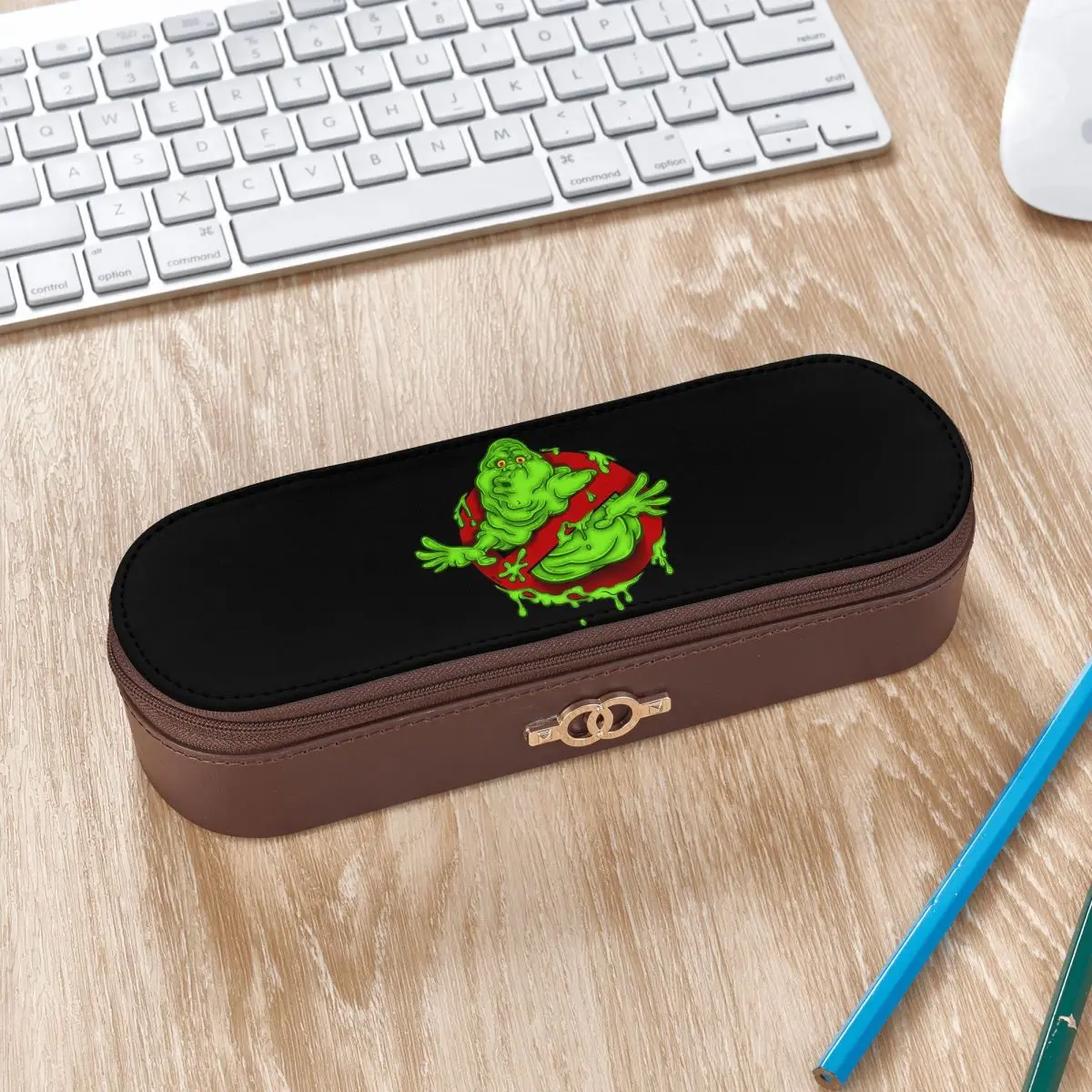 Ghostbusters Monster Movie Ghost Busters Leather Pencil Case Pen Holder Storage Stationery Supplies Pen Box Pencil Bag for