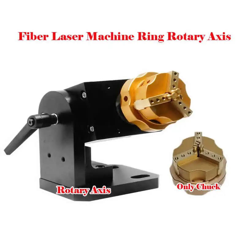 Fiber Laser Marking Machine Ring Jewelry Rotary Axis 90 Degree Angle Adjust with Copper Clamp Jig for Fiber Laser Gold Engraver