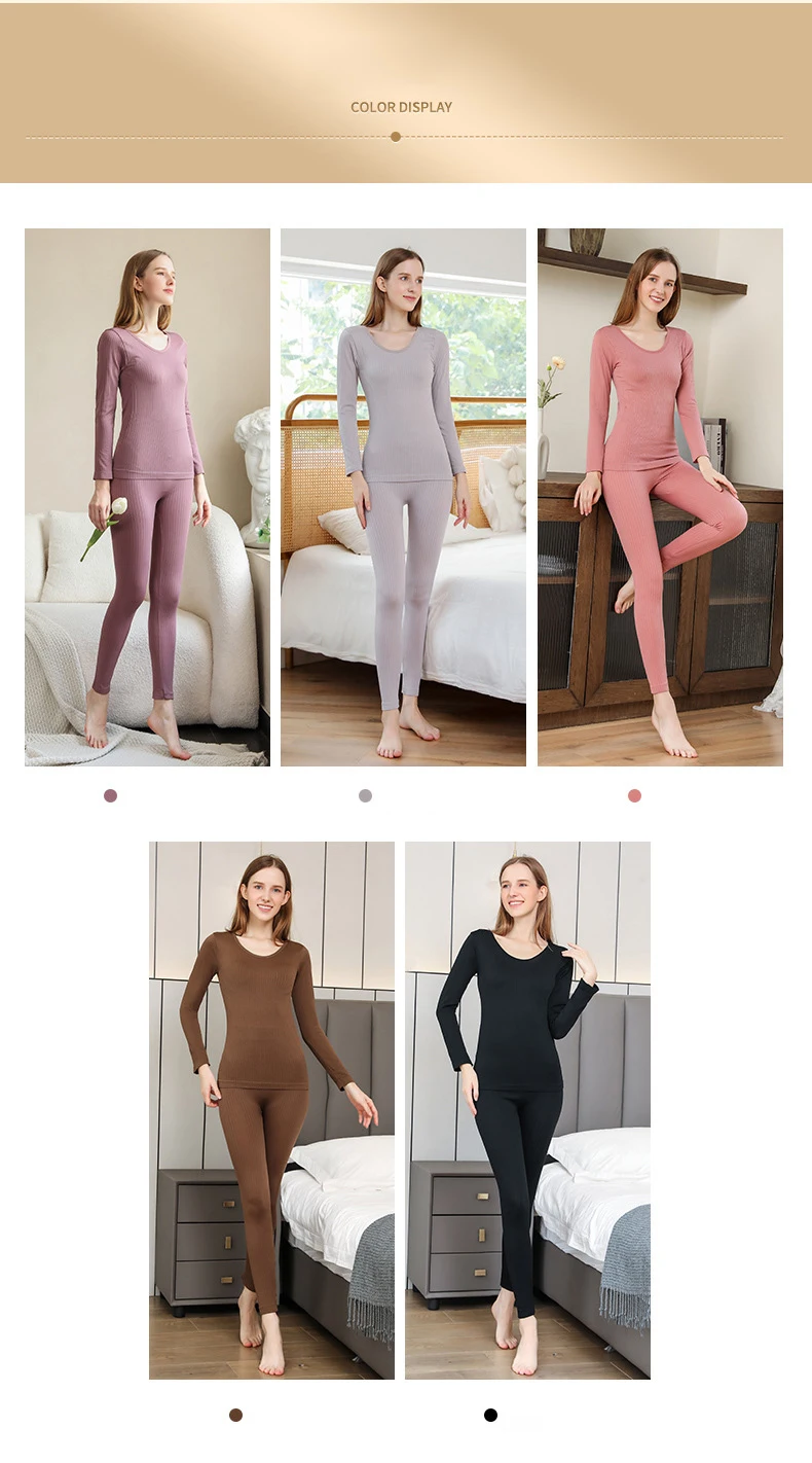 2-teiliges warmes Thermo-Unterwäscheset für Damen, sexy Unterwäsche, lange Unterhosen, Herbst-Winter-Thermo-Set, Damenkleidung mit mittelhohem Kragen und formgebendem Design. – Detail 14