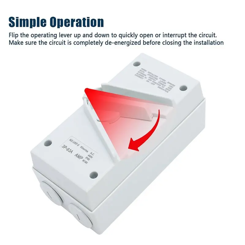 ABUN-UKF3-3P(AC 440V 63A) Weather-Resistant Disconnect Isolating Switch, Waterproof Outdoor Switch, UKF Series