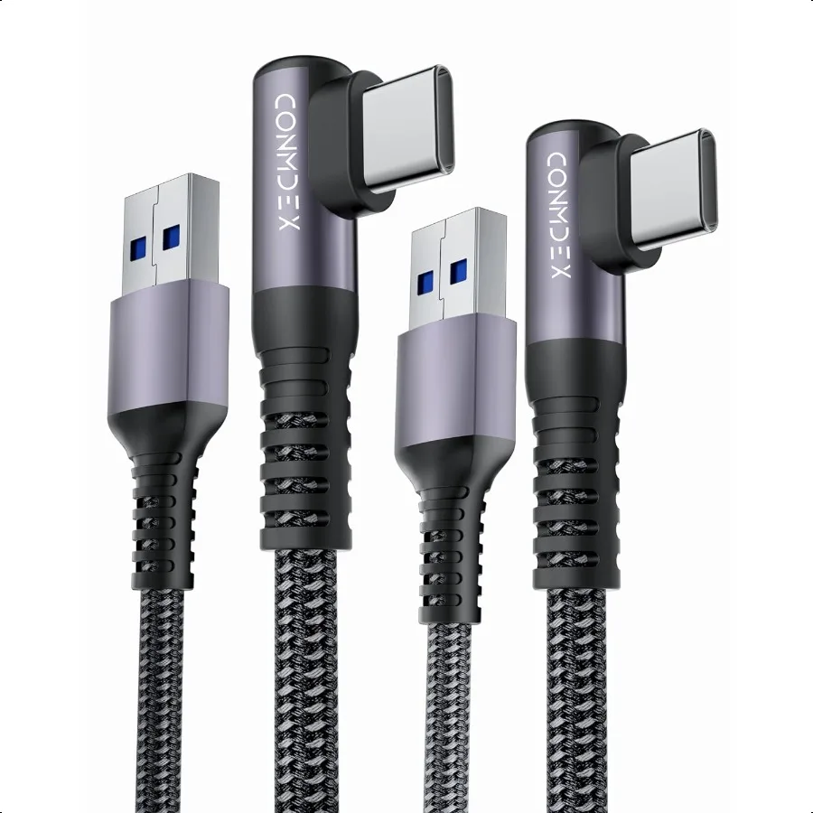 

USB to USB C Cable [3ft 2Pack] 10Gbps USB 3.1 Gen 2 Data Transfer Cord Right Angle Android Auto CarPlay Cable Fast Charging Typ