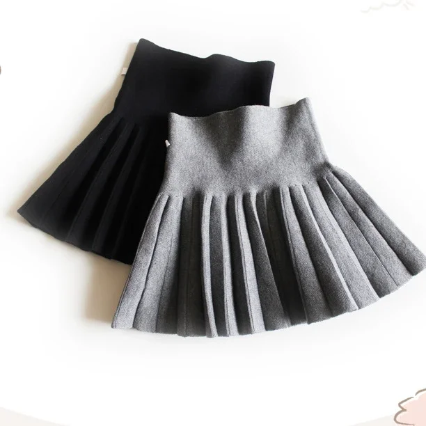 2-12Year Kleinkind Baby Mädchen Stricken Rock Herbst Winter Prinzessin Plissee Kinder Schule Hohe Taille Mini Tutu Röcke Kinder Kleidung – Detail 3