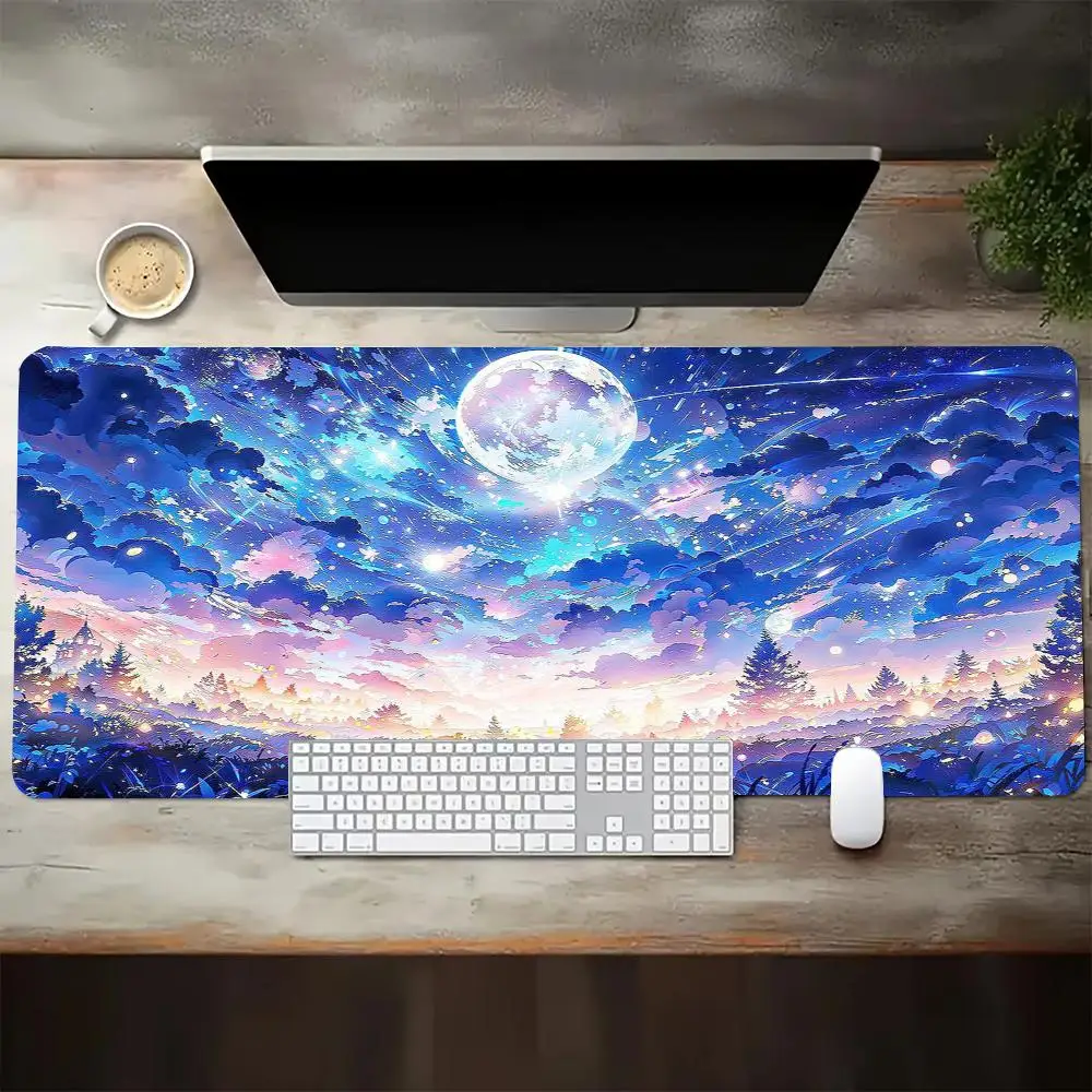 Large Size Mousepad Dreamy Galaxy Moon Castle Starry Sky Playmat For Daily Laptop Desktop Game Card Table Mat