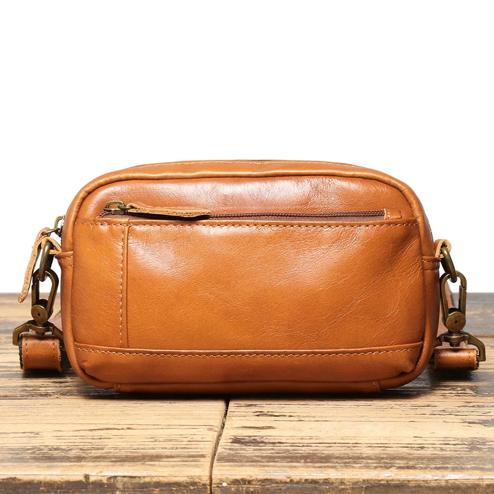 Stylish Men's Genuine Leather Shoulder Bag with Multi-function and Belt