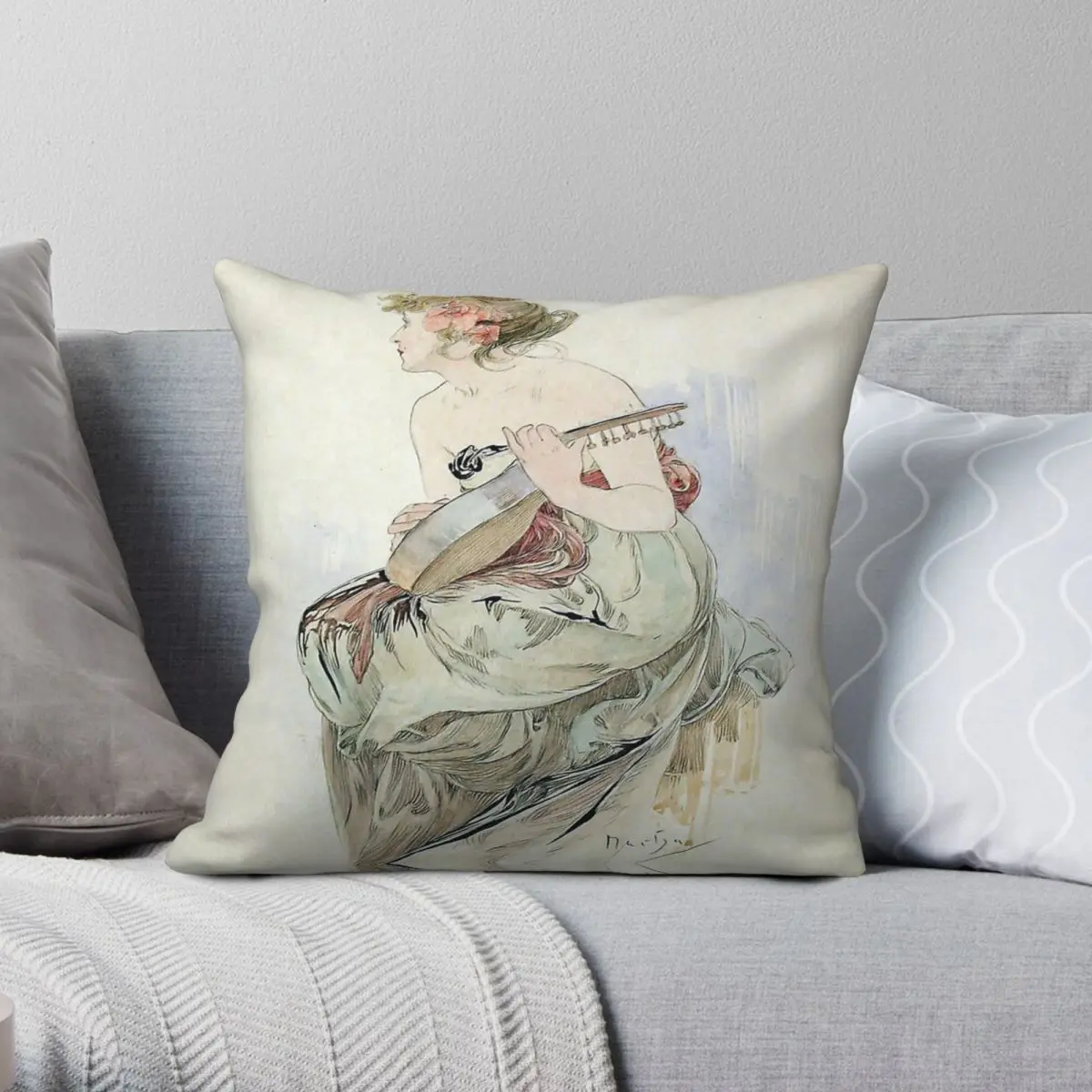 Alphonse Mucha Frontispiece Of Le Pater Pillowcase Polyester Linen Velvet Pattern Zip Decorative Pillow Case Home Cushion Case