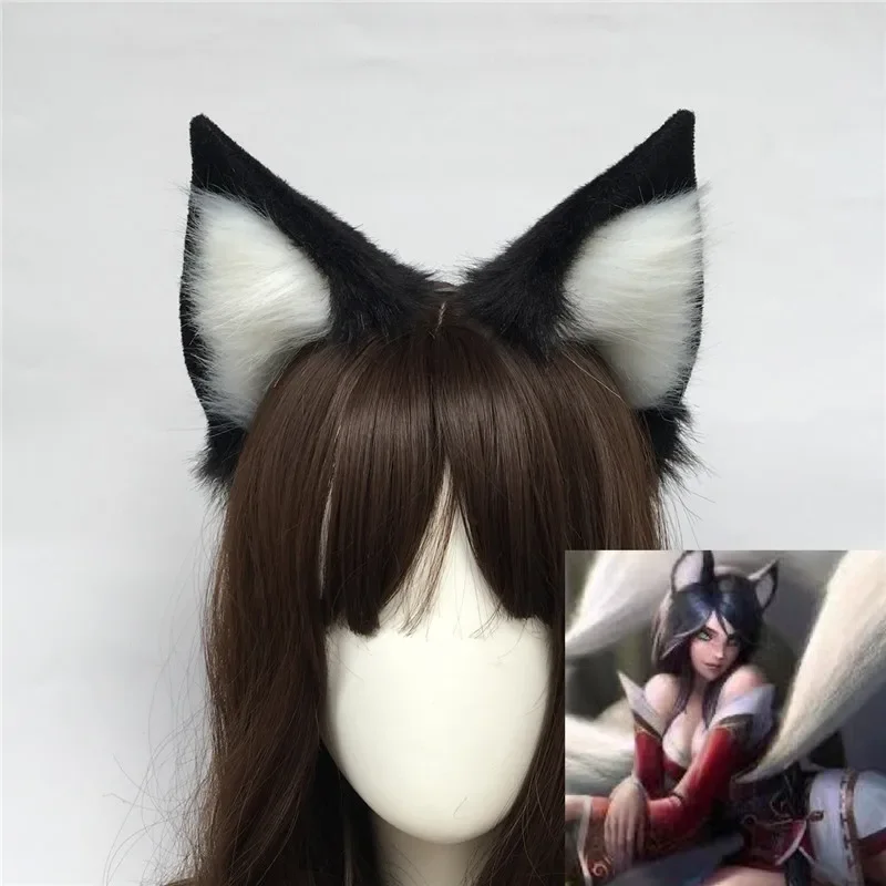

Customized DIY KDA Cat Fox LOL Ahri Cosplay Ears Hairhoop Hairbands Headwear For Lolita Christmas Halloween Cosplay Prop