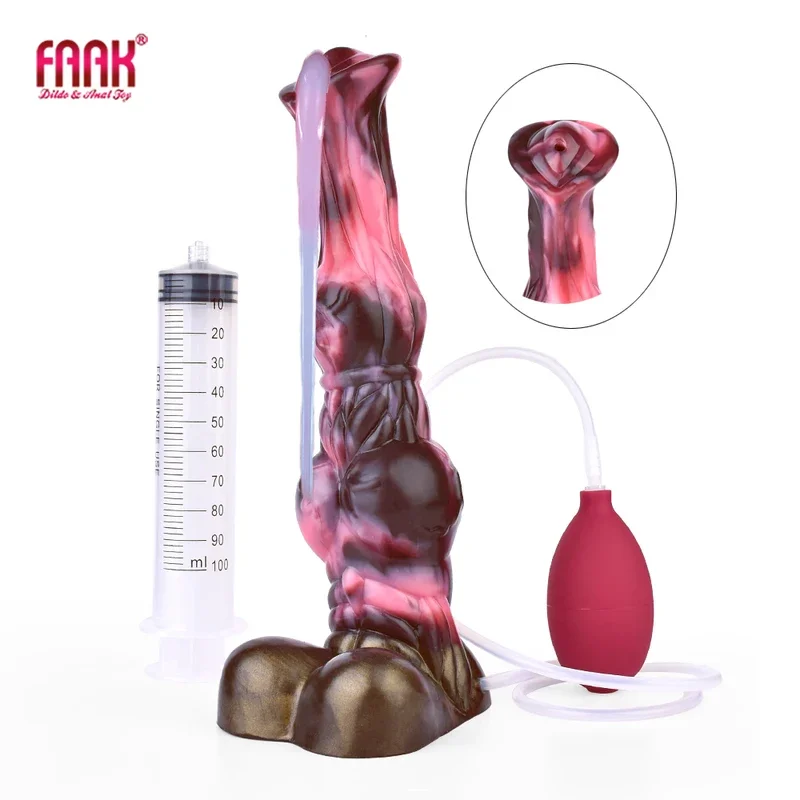 FAAK Fantasy Realistic Horse Knot Ejaculation Dildo Silicone Squirting Penis Large Anal Plug Sex Toys For Women Men Big Dong