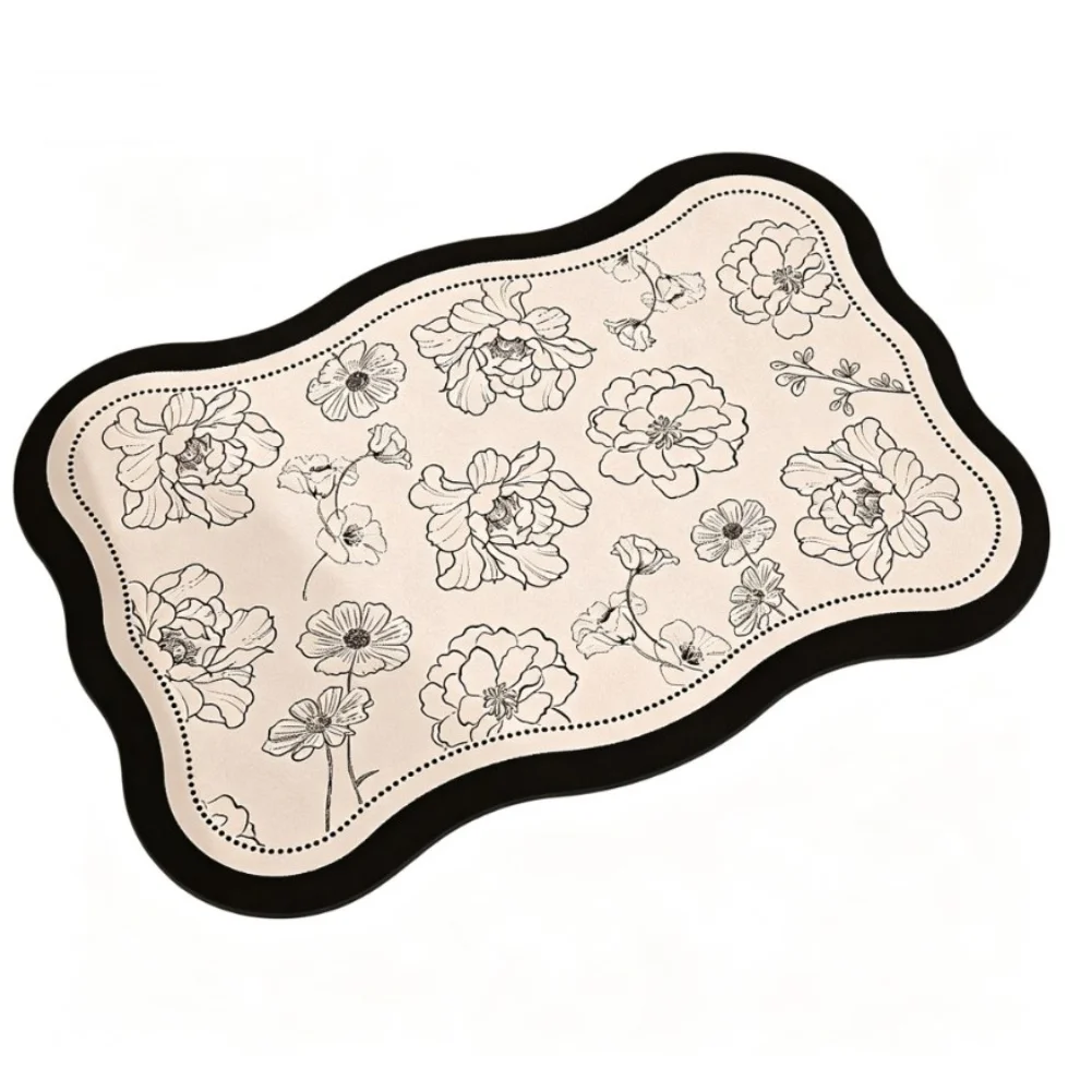 Non-Slip Floor Mat 40x60cm for Shower and Bathroom Use Absorbent Diatomaceous Earth Material with Rubber Tread