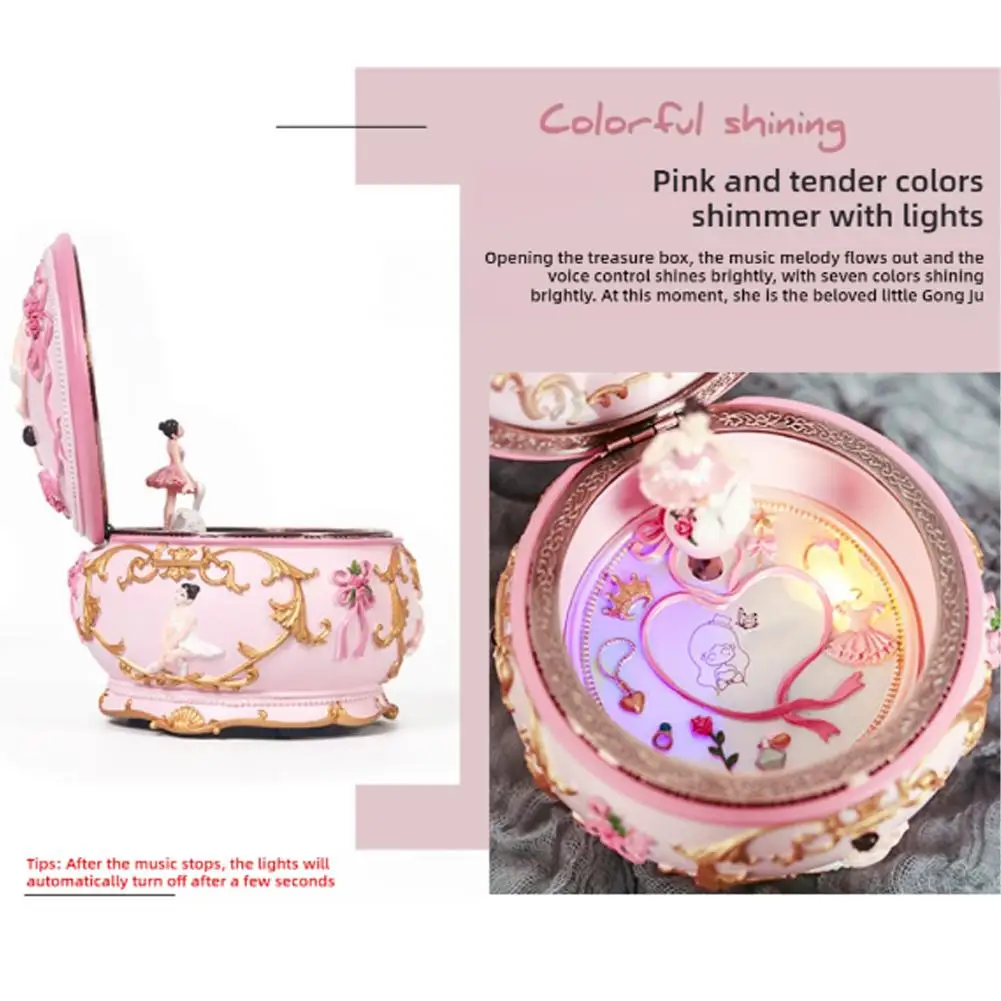 Colorful Luminous Spin Dance Ballet Girl Music Box Music Box Display Creative Birthday Gift