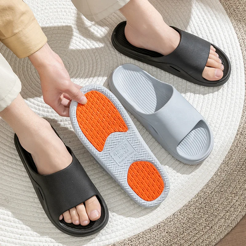 Adult Home Slippers Simple Style Real Non-Slip Sole Slides Bathroom Slippers For Women Men Couples Four Seasons