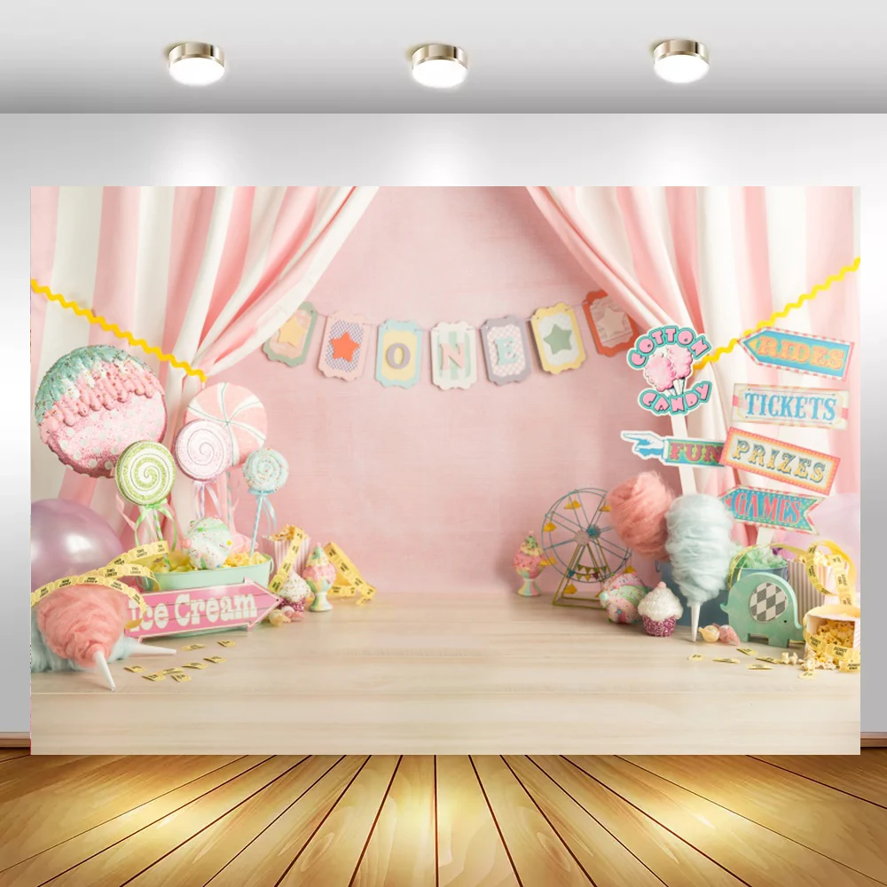 Laeacco – ballons à motifs muraux de crème glacée, cadeau, Dessert doux, décor de fête d'anniversaire, arrière-plan Photo bébé