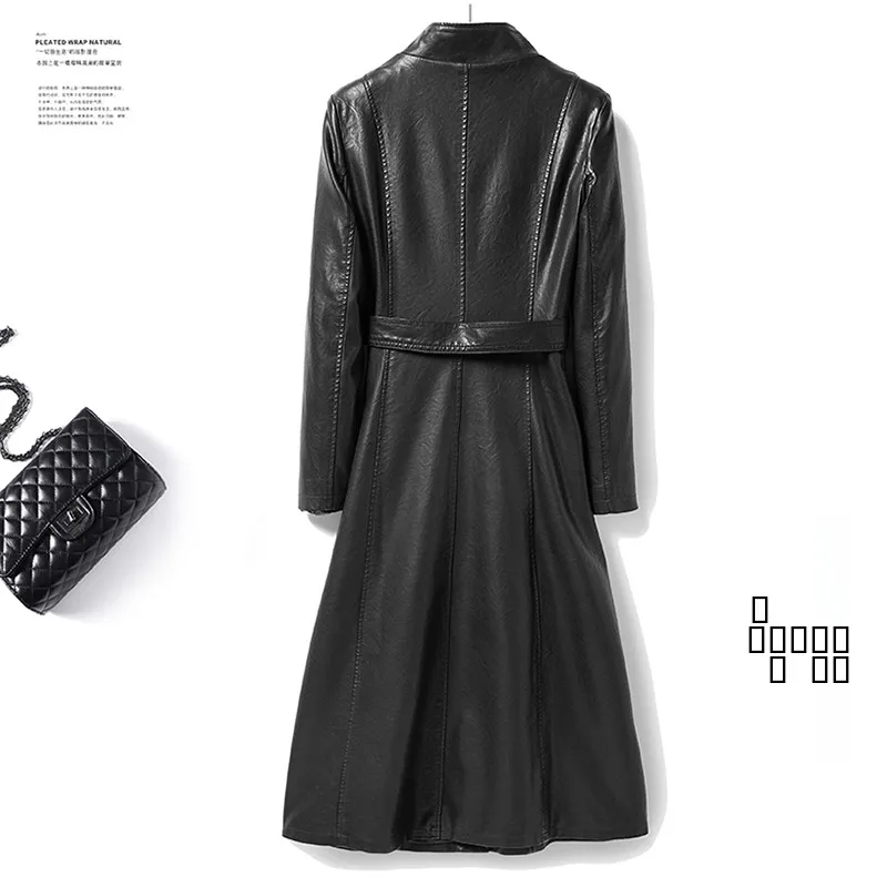 Tagkita Genuine eepskin Leather Jaet Women's Mid-Length Thiened Spring Autumn Coat Sli Commute Sle Long Sve