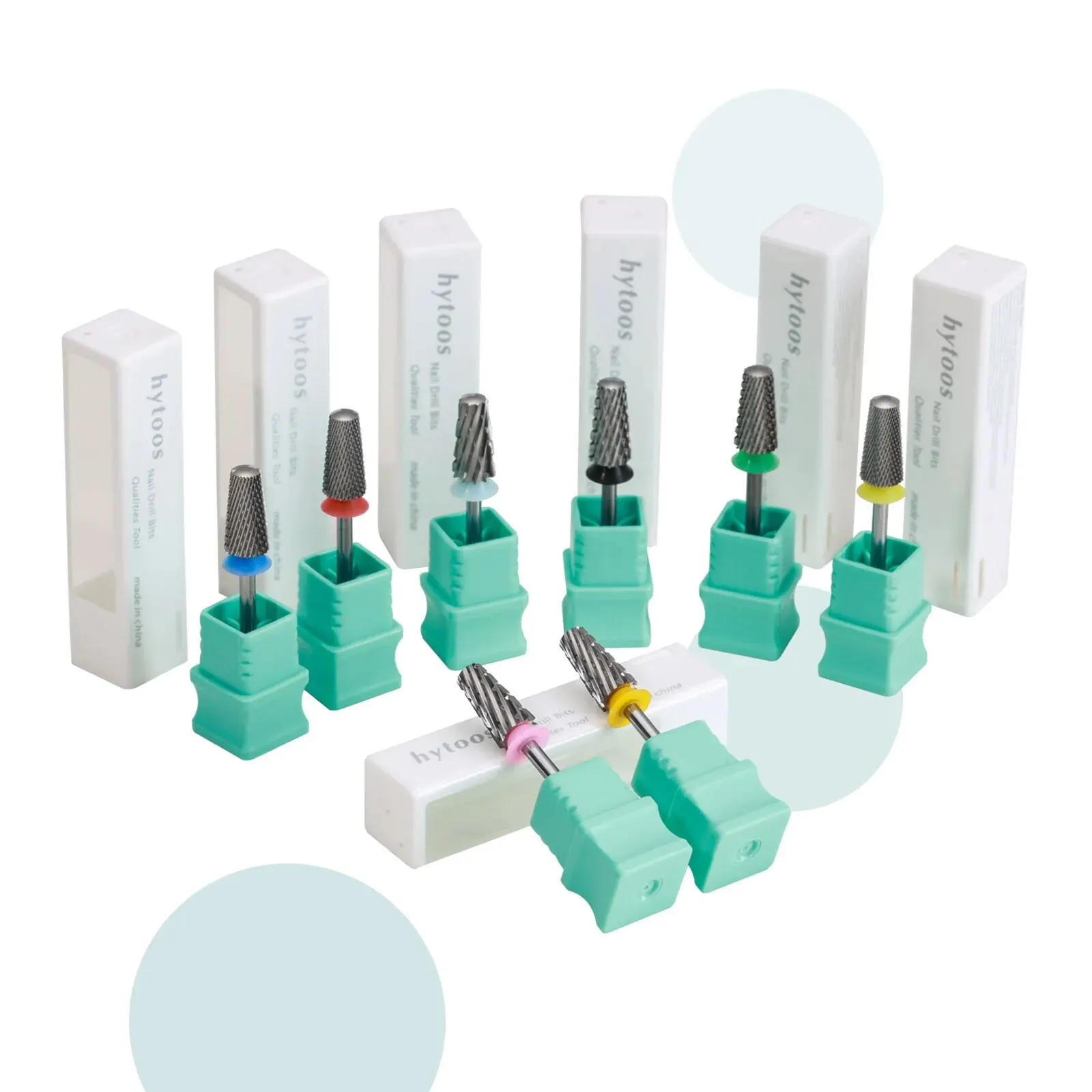 HYTOOS Brocas cónicas de seguridad para uñas 3/32 Brocas de carburo superiores lisas para uñas Taladros eléctricos Accesorios para archivos Gel de eliminación