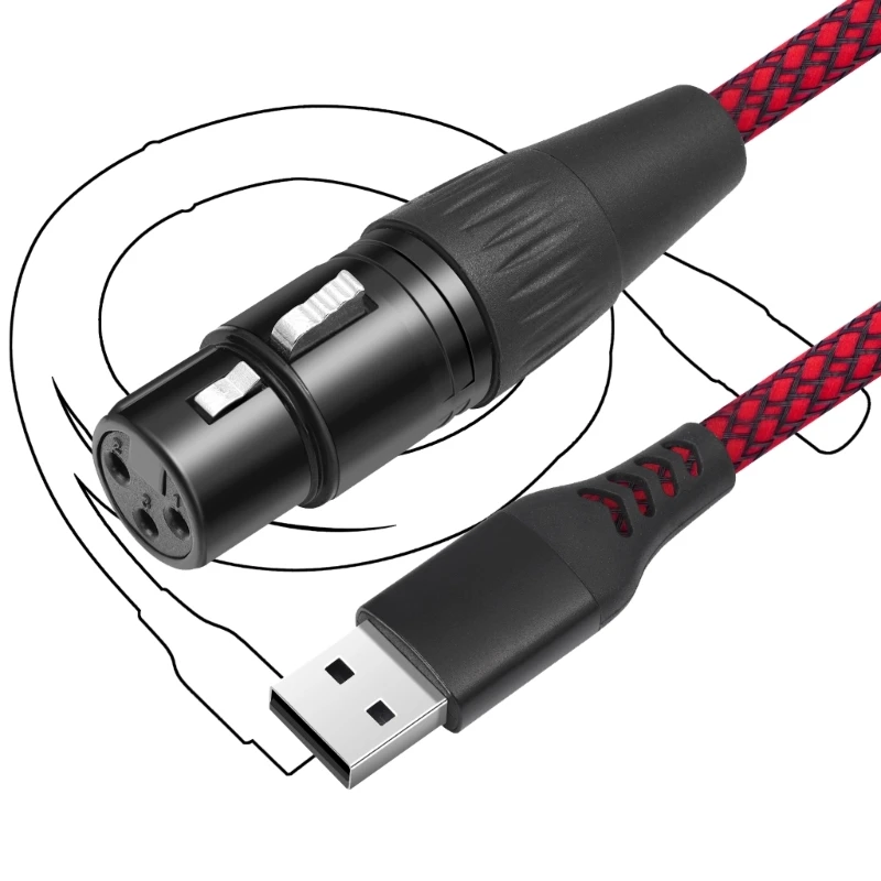 No Driver Required USB Male to 3Pin Female Microphone Cable Conversion Connectors Cord for Studio Streaming Podcasts 83CF