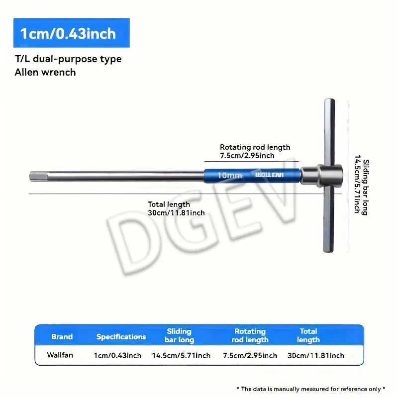 DGEV T/L Hardheid 2-10mm Torx-schroevendraaier T-type inbussleutel Chroom sleutel T-vormig handgereedschap Verlengde T-steeksleutel