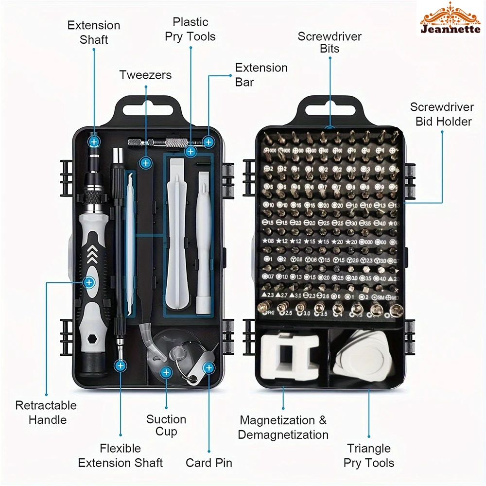 115 in 1 Multifunctional Manual Screwdriver Set, Hardware Tools, Computer, Mobile Phone, Clock, Disassembly and Repair Tool