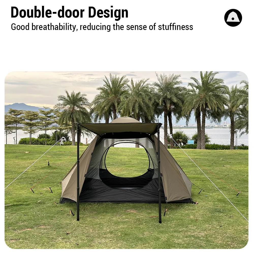 Double-door Camping Tents 210T Waterproof Windproof Two Person Tents Double Layers Backpacking Tents for Camping Hiking