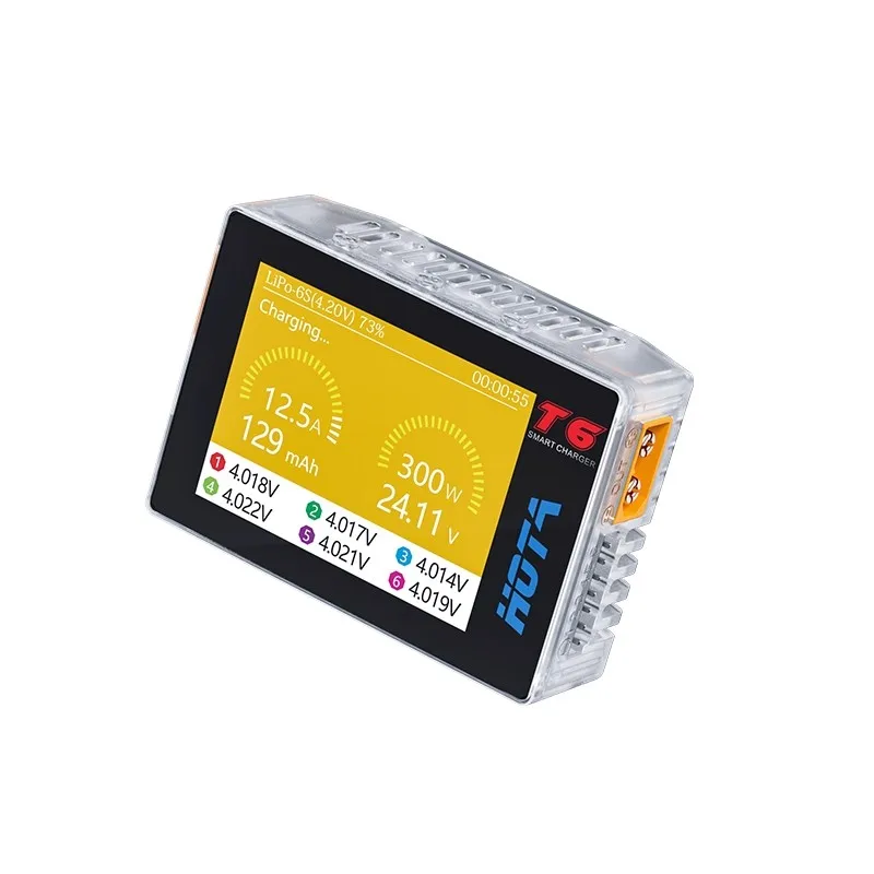 Cargador digital RC HOTA T6 300W 15A - Entrada PD 90W, compatible con LiHv/Lipo/NiMh/Li - ion/Ni - Cd, cargador y descargador de equilibrio Lipo de 1-6S