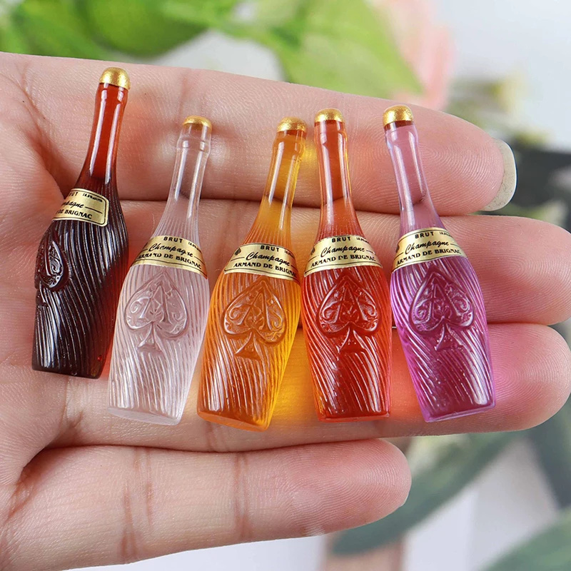 10Pcs Dollhouse Miniature Simulation Small Wine Bottle Model DIY Accessories Fridge Magnet Night Light Parking Sign Ornaments