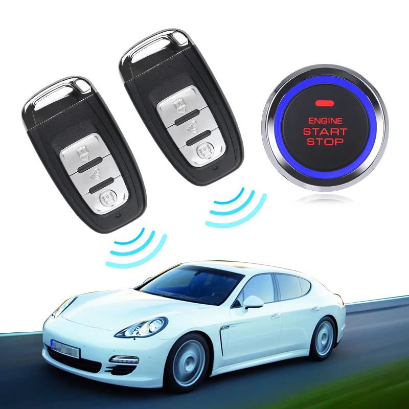 Universal Keyless Push Start System Kit, 12V Alarme de Carro, Auto Start Stop Sistema, Controle Remoto, Ignição do Motor, Acessórios