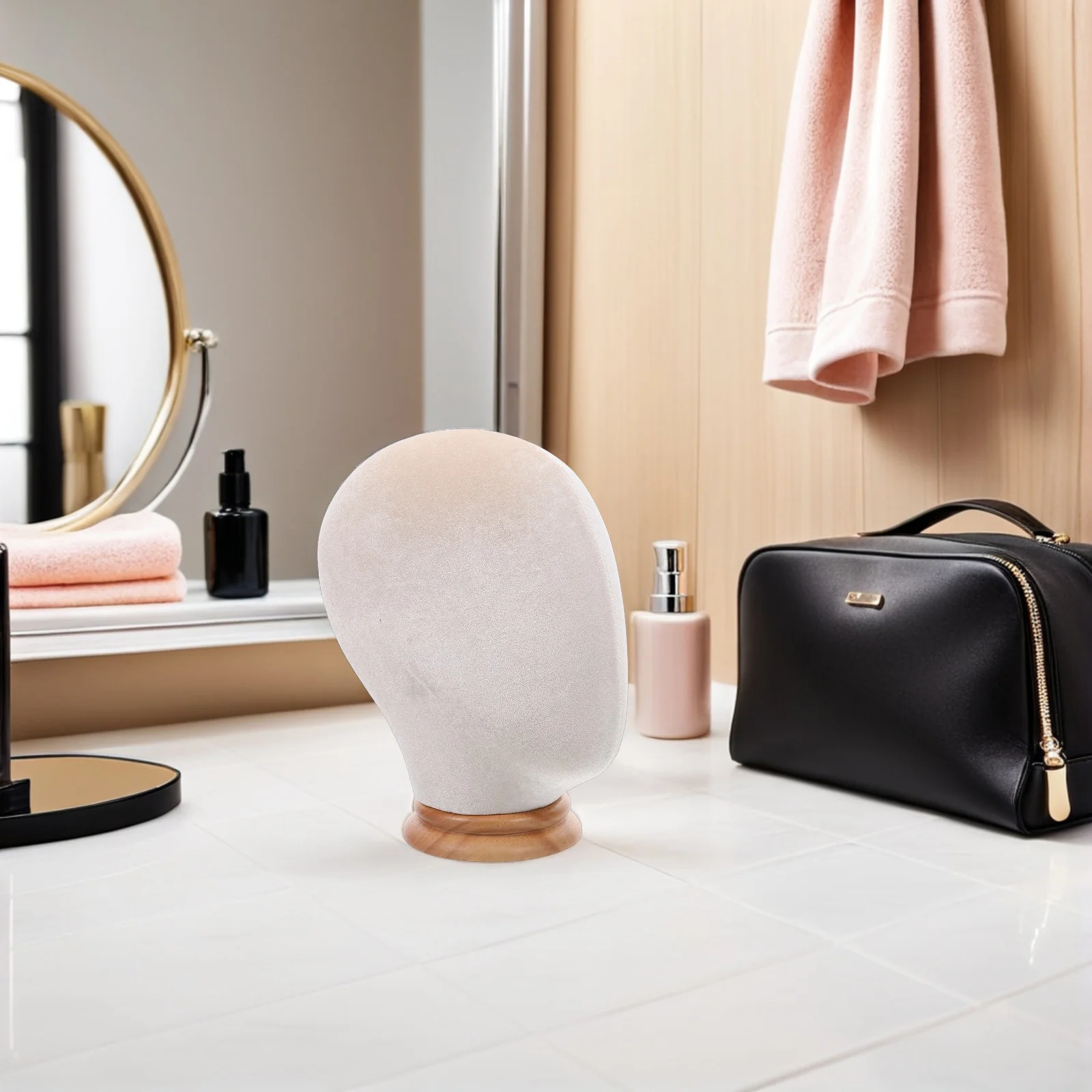 

Mannequin Head Hat Display Stand Freestanding Hat Rack for Baseball Caps Wigs Hats Organizer Beige Retail Rack