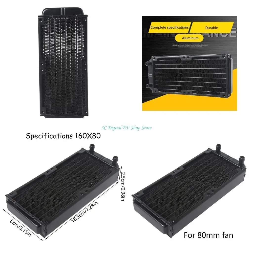 E74D Water Cooling Computer Radiator 10 Pipe Aluminum Heat Exchanger Liquid Cooling