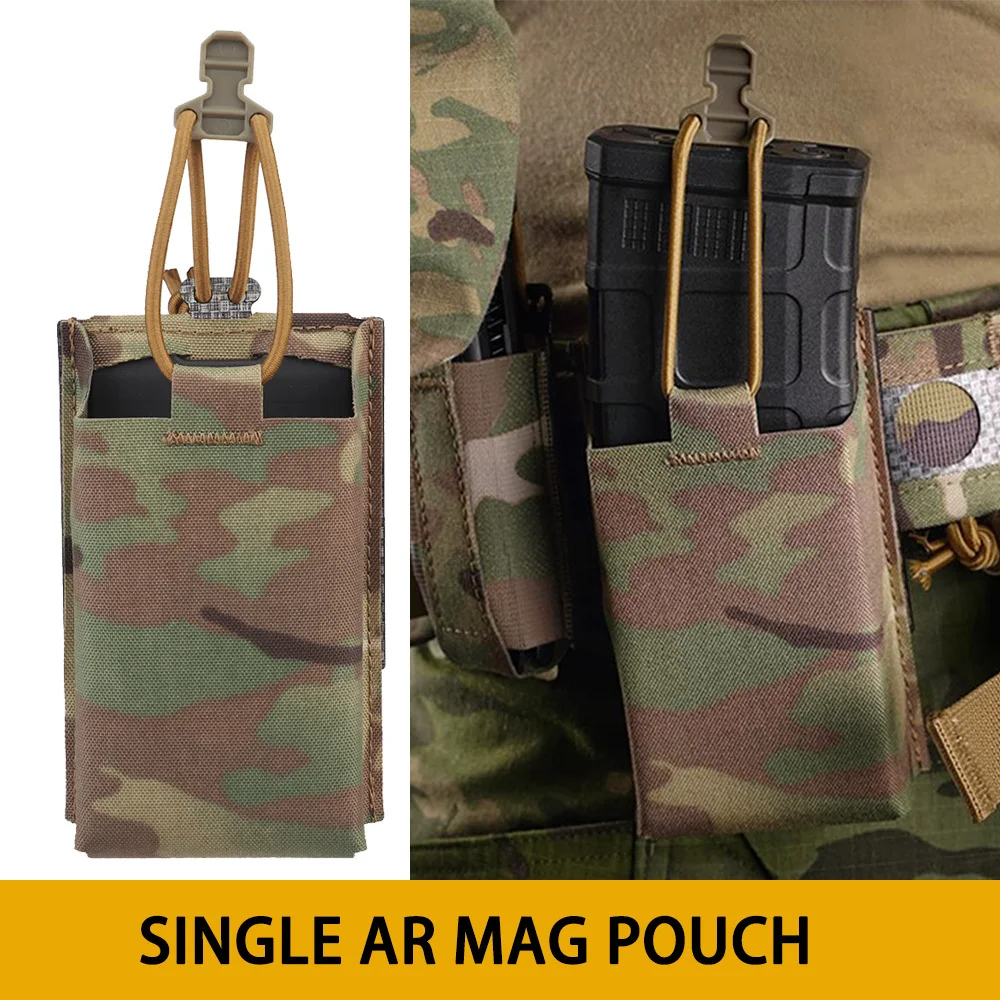 Bolsa táctica para cargador individual 556 223 KSAR KWIK AR M4 M16 Rifle MOLLE MAG portador con inserto cuerda elástica estilo Ferro Airsoft