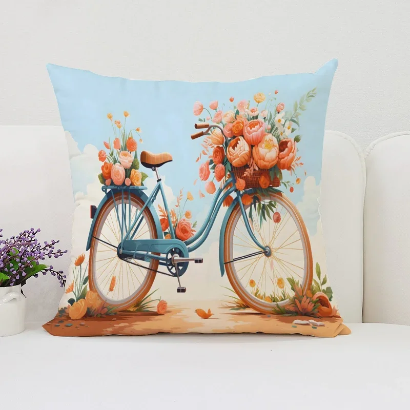 45x45 Pillow Cover Vintage Bicycle Double Sided Printed Sofa Decorative Cushion Cover Home Gift Room Decorative Cushion Cover