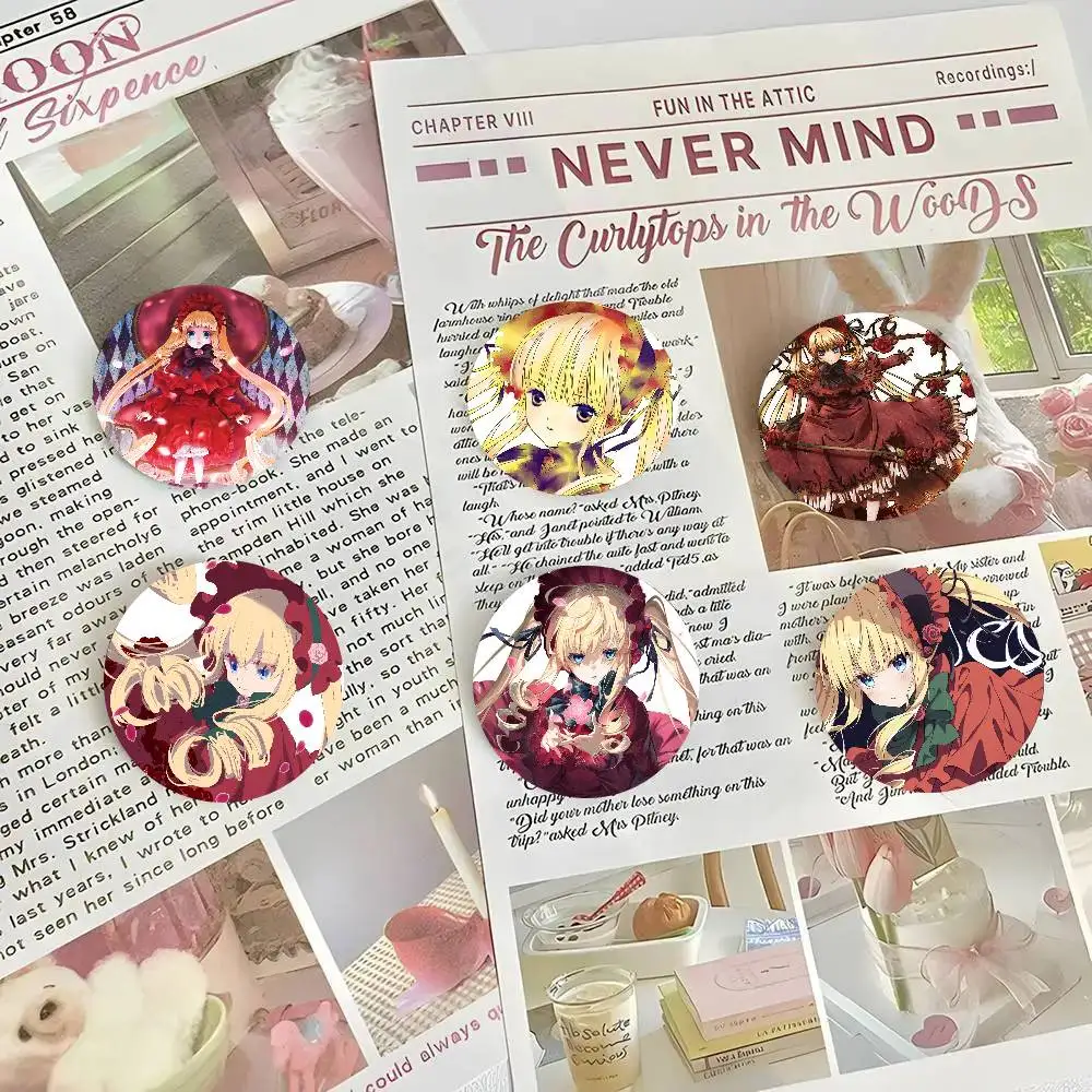 Shinku Anime R-Rozen M-Maiden Round Badge Lapel Pins For Backpacks Briefcase Laser Brooch Clothes Gifts