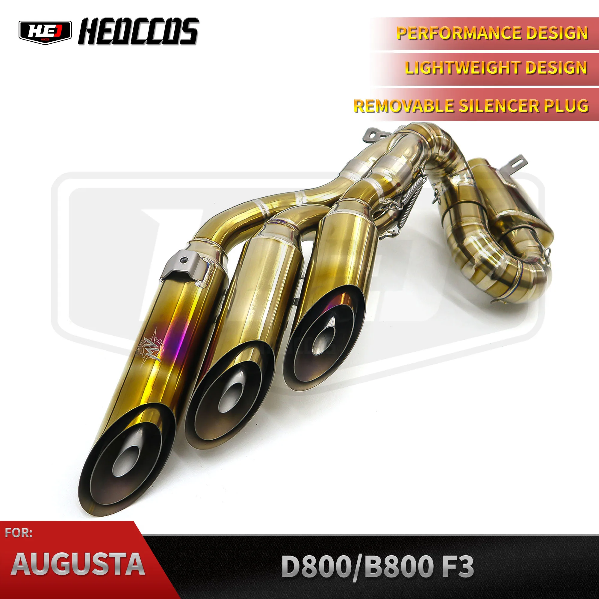 

HEO Motorcycle Exhaust Titanium Alloy Exhaust Muffler Pipe Motorcycle Catback for Agusta B800 D800 F3 2018