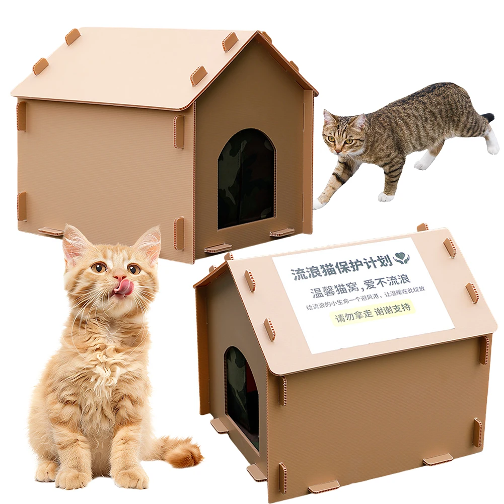 

Stray Cats House Waterproof Warm Cat Shelter Foldable Cat Outdoor House Collapsible Insulated Pet House for Indoor Outdoor Use