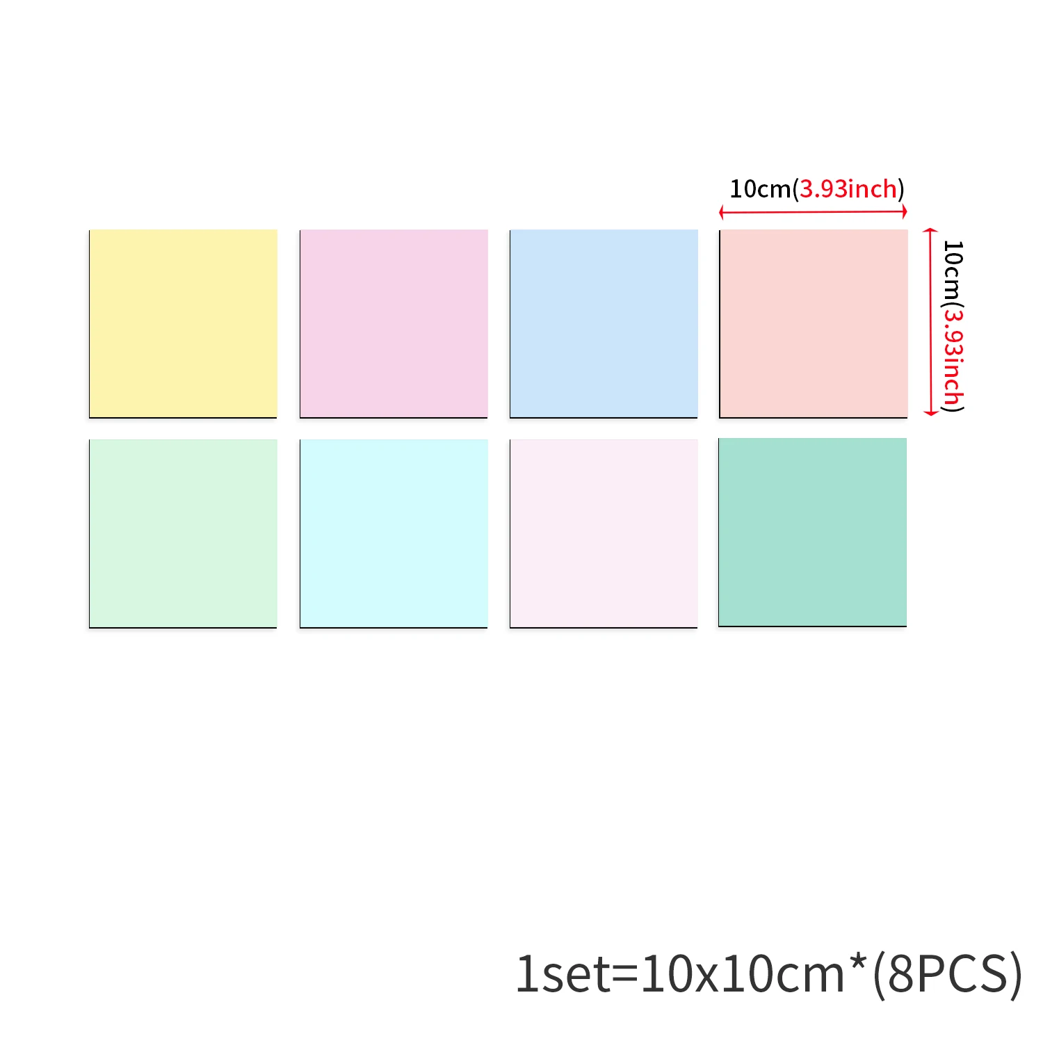 8 adesivi colorati quadrati con aspirazione magnetica, etichette per lavagna, note cancellabili a secco, adatte per frigoriferi scolastici e