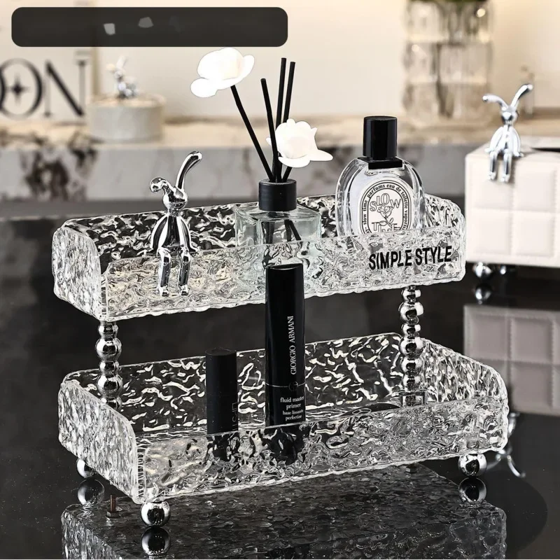 Light Luxury Acrylic Storage Shelves: Multi-Function Organizer for Bathroom Toilet Sink Countertop Cosmetics & Jewelry.