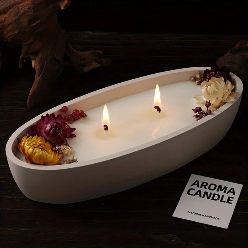 1 Pc DIY Clay Molds Concrete Candle Boat Silicone Mold Elliptical Gypsum Storage Tray Candle Cup Silicone Molds Home & Garden