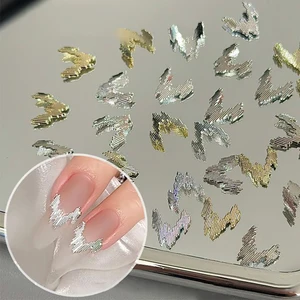 Silver Gold Metal Strip Nail Charms High Gloss 3D Nail Art Decorations Reflective Silk Rose Butterfly Nails Accessories Manicure