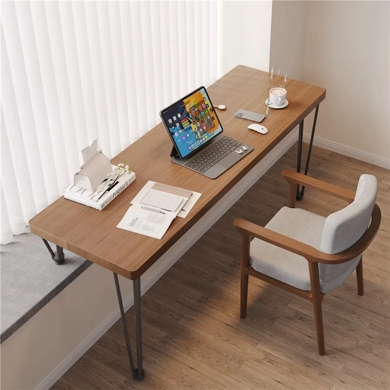 All solid wood home balcony computer desk student bedroom bay window double desk simple