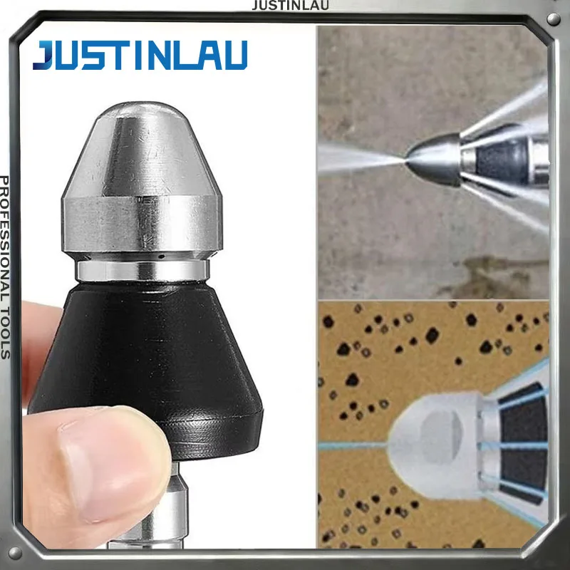 JUSTINLAU 1-teiliges Abwasser-Reinigungswerkzeug, Hochdruckdüse, Pipeline, Baggerreinigungsdüse, Entwässerungsreinigungswerkzeug