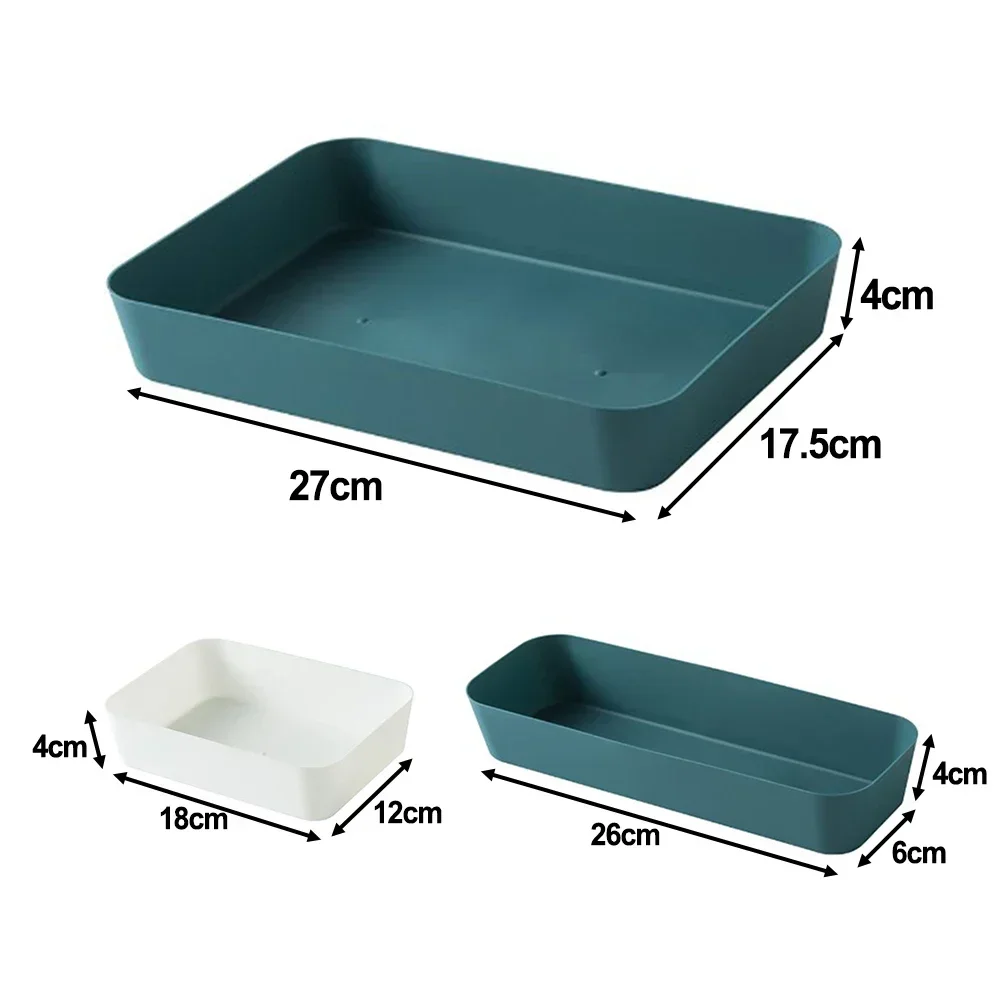 Small Box Storage Box Clearer Classification Partition Tableware Drawer For Dressing Table Drawer White Light Blue