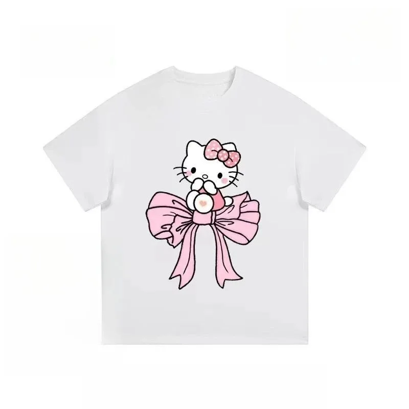 New Hello Kitty Quick Drying Short Sleeve, Round Neck Casual Cartoon Anime 3D Printed T-shirt