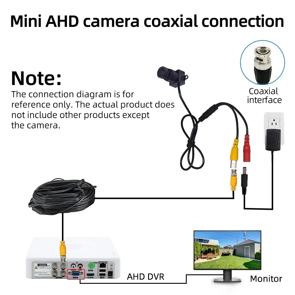 PEGATAH 2MP Mini AHD Camera Black Light Full Color Night Vision Low-Lux Coaxial Wired DVR Security Surveillance Camera