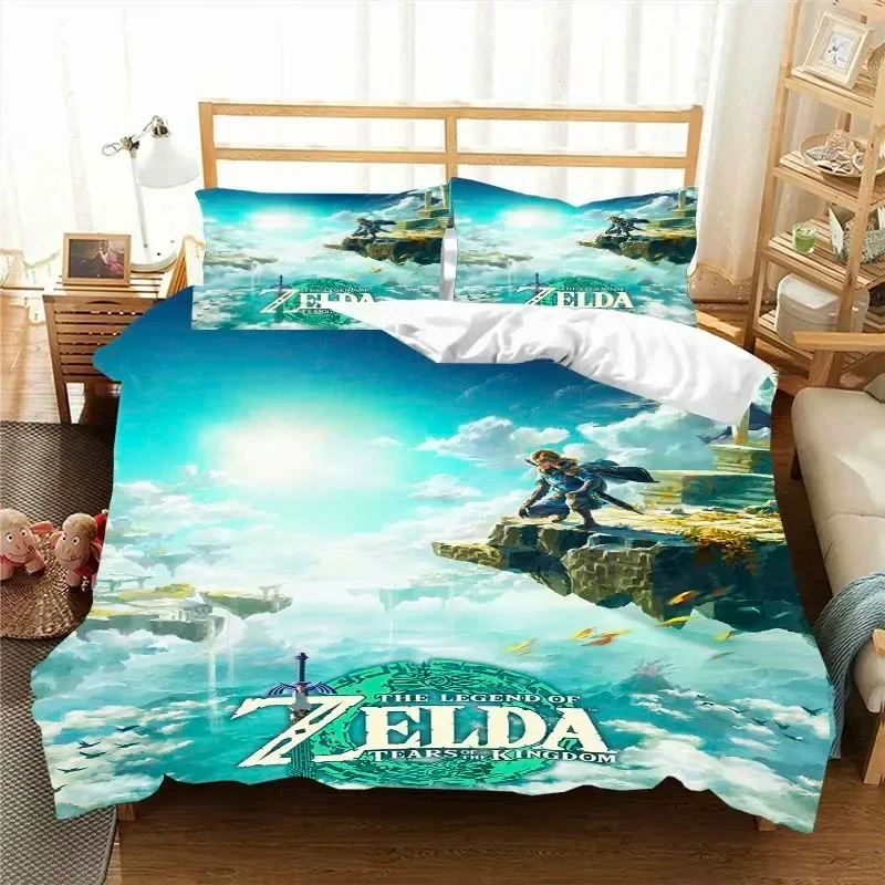 Z-Zelda Pattern Quilt Cover Pillowcase Bedding Two or Three Piece Set Multi Size Comforter Set Duvet Cover Bedding Sets