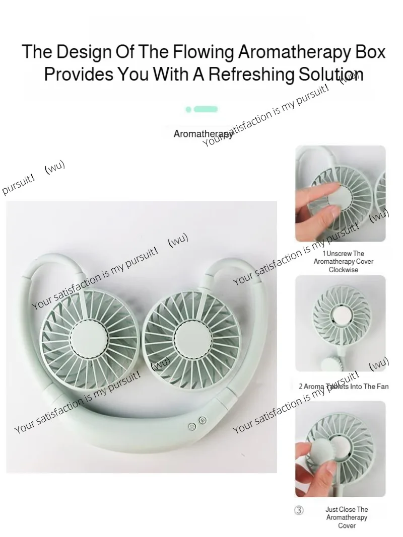 Lazy Portable Silent Neck Fan With LED Light, Rechargeable 3Speed Circulation Fan For Home Office Outdoor Sports