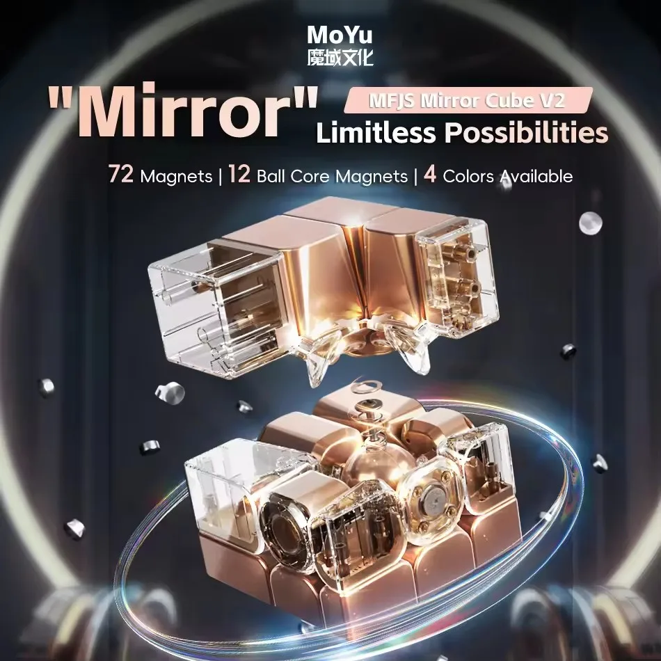 MoYu Mirror V2 3x3 Magic Cube Puzzle Silver Gold Stickers Speed Cubes Professional Learning Toys For Children Gift