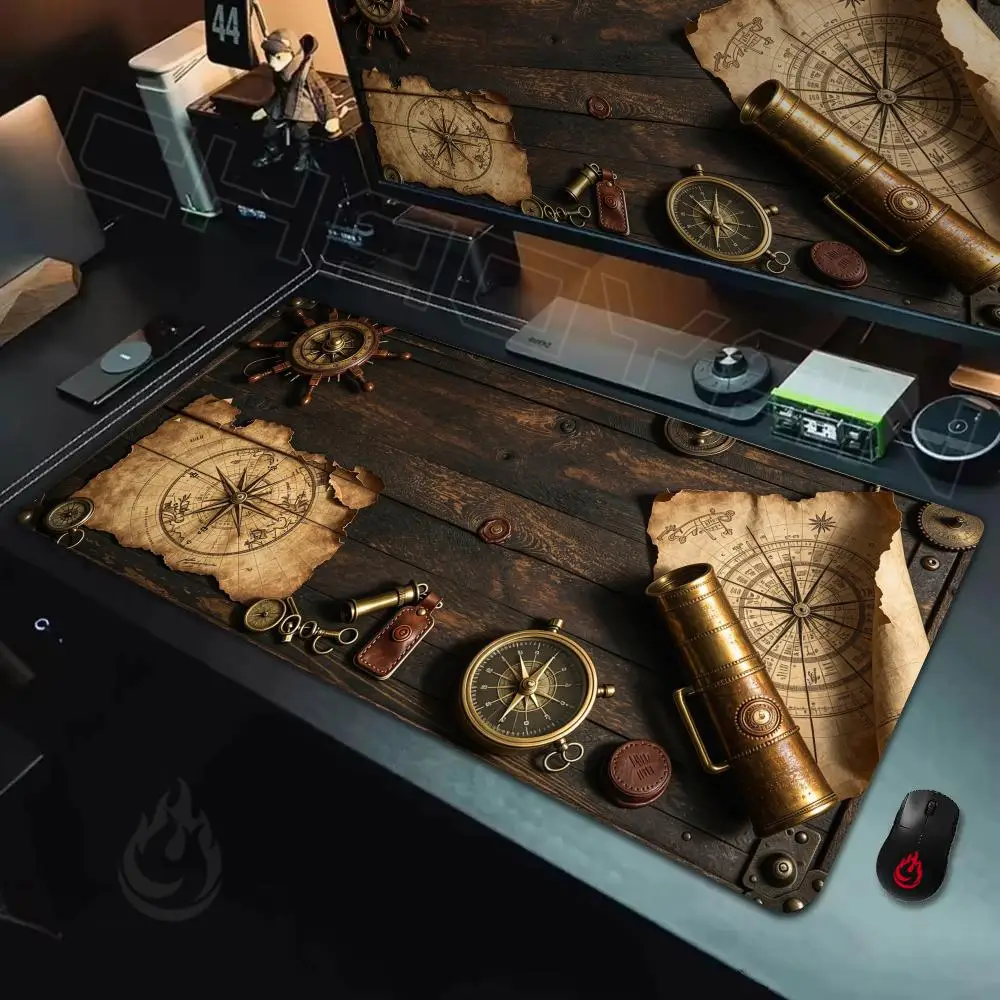 Mysterious Compass and Map Mouse Pad Large Computer Office Game Table Mats Rubber Anti-slip XXL Mouse Mat HDP Long Desk Pads